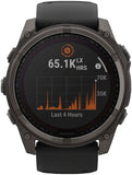 Garmin fenix 8 Smartwatch - 51mm Solar Sapphire Carbon Gray DLC Titanium with Black/Pebble Gray Silicone