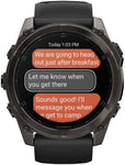 Garmin fenix 8 Smartwatch - 51mm AMOLED Sapphire Carbon Gray DLC Titanium with Black/Pebble Gray Silicone