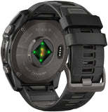 Garmin fenix 8 Smartwatch - 51mm AMOLED Sapphire Carbon Gray DLC Titanium with Black/Pebble Gray Silicone