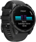 Garmin fenix 8 Smartwatch - 47mm AMOLED Sapphire Carbon Gray DLC Titanium with Black/Pebble Gray Silicone