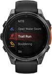 Garmin fenix 8 Smartwatch - 47mm AMOLED Sapphire Carbon Gray DLC Titanium with Black/Pebble Gray Silicone