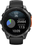 Garmin fenix 8 Smartwatch - 47mm AMOLED Sapphire Carbon Gray DLC Titanium with Black/Pebble Gray Silicone