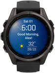 Garmin fenix 8 Smartwatch - 43mm AMOLED Sapphire Carbon Gray DLC Titanium with Black/Pebble Gray Silicone