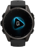 Garmin fenix 8 Smartwatch - 43mm AMOLED Sapphire Carbon Gray DLC Titanium with Black/Pebble Gray Silicone