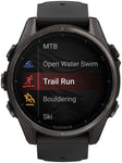 Garmin fenix 8 Smartwatch - 43mm AMOLED Sapphire Carbon Gray DLC Titanium with Black/Pebble Gray Silicone