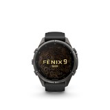 Garmin fenix 9 Pro – 43 mm Carbon Gray DLC Titanium with Black/Pebble Gray Silicone Band