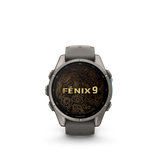 Garmin fenix 9 – 43 mm Titanium with Pebble Gray Silicone Band