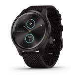 Garmin vivomove Style, Graphite Aluminum Case with Black Pepper Woven Nylon Band