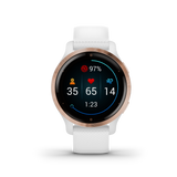 Garmin Venu 2S, Rose Gold Stainless Steel Bezel with White Case and Silicone Band