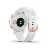 Garmin Venu 2S, Rose Gold Stainless Steel Bezel with White Case and Silicone Band