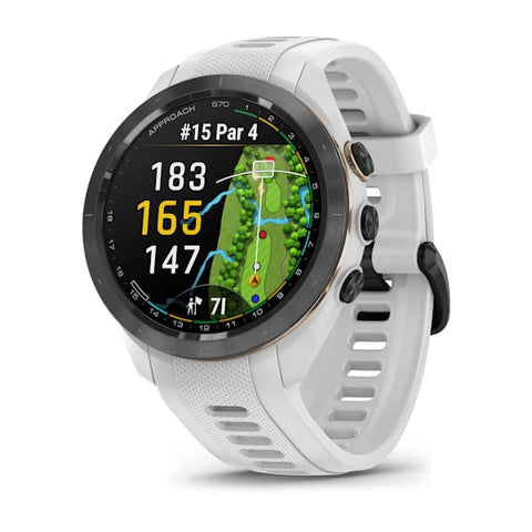 Garmin Approach S70, 42 mm, Black/Peach Ceramic Bezel with White Silicone Band