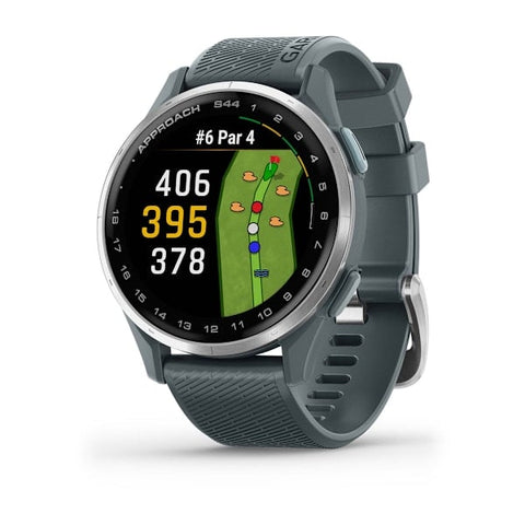 Garmin Approach S44, Silver Aluminum Bezel with Twilight Silicone Band