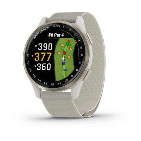 Garmin Approach S50, Cream Gold Aluminum Bezel with Ivory Nylon Band
