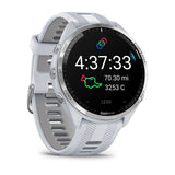 Garmin Forerunner 965, Titanium Bezel with Whitestone Case and Whitestone/Powder Gray Silicone Band