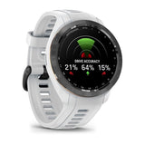 Garmin Approach S70, 42 mm, Black/Peach Ceramic Bezel with White Silicone Band