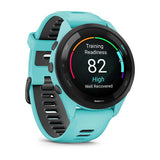 Garmin Forerunner 265, Black Bezel with Aqua Case and Aqua/Black Silicone Band