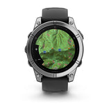 Garmin fenix E, 47 mm, AMOLED, Stainless Steel with Black Silicone Band