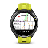 Garmin Forerunner 965, Carbon Gray DLC Titanium Bezel with Black Case and Amp Yellow/Black Silicone Band