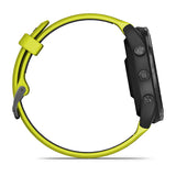 Garmin Forerunner 965, Carbon Gray DLC Titanium Bezel with Black Case and Amp Yellow/Black Silicone Band