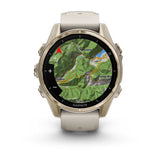 Garmin fenix 8, 43 mm, AMOLED, Sapphire, Soft Gold with Fog Gray/Dark Sandstone Silicone Band