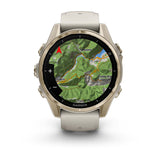 Garmin fenix 8, 43 mm, AMOLED, Sapphire, Soft Gold with Fog Gray/Dark Sandstone Silicone Band