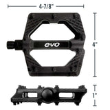 EVO, Freefall Sport, Platform Pedals, Body: Nylon, Spindle: Cr-Mo, 9/16'', Black, Pair