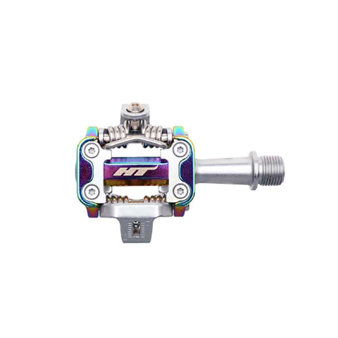 HT Components, M1 Leopard M, Pedals, Body: Aluminum, Spindle: Cr-Mo, 9/16'', Oil Slick, Pair