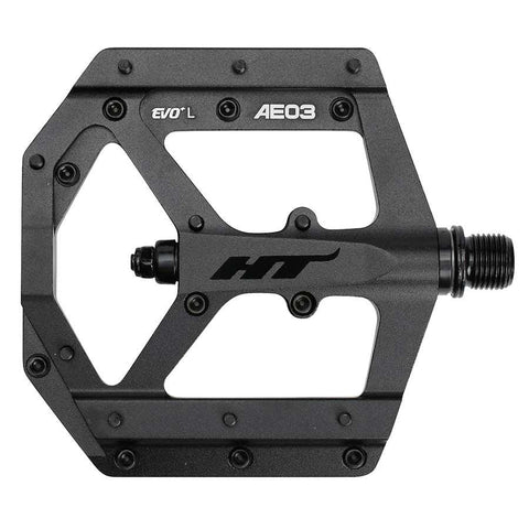 HT Components, AE03, EVO+, Platform Pedals, Body: Aluminum, Spindle: Cr-Mo, 9/16'', Black, Pair