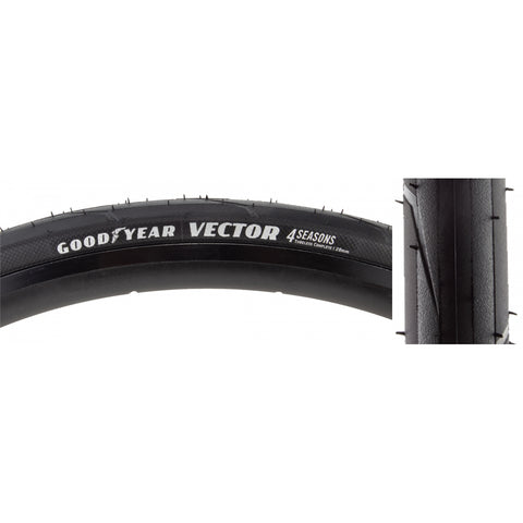Goodyear, Vector 4Seasons Tubeless, Tire, 700x28C, Folding, Tubeless Ready, 120TPI, Black