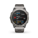 Garmin, fenix 6X Pro Solar, Watch, Watch Color: Black, Wristband: Grey - Titanium, 010-02157-23