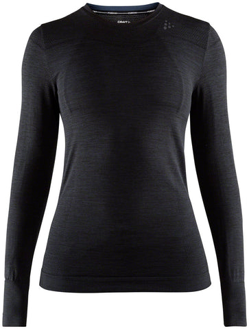 Craft Fuseknit Comfort WoMen's Round Neck Long Sleeve Base Layer Top Black