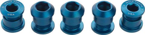 Wolf Tooth Set of 5 Chainring Bolts for 1x use Dual Hex Fittings Blue