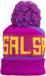 Salsa Beargrease Pom Beanie Purple Magenta Blue Yellow One