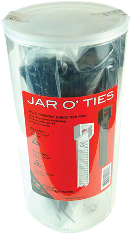 Wheels Manufacturing Zip Ties Black 600 pieces with POP Jar