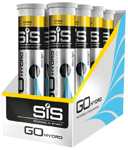 SiS GO Hydro Hydration Tablets Lemon 20 Tablet Tube Box of 8 Tubes