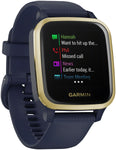Garmin  Venu Sq – Music Edition Light Gold Aluminum Bezel with Navy Case and Silicone Band 010-02426-02