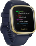 Garmin  Venu Sq – Music Edition Light Gold Aluminum Bezel with Navy Case and Silicone Band 010-02426-02