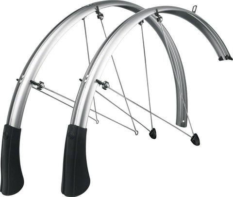 SKS P45 Chromoplastic Longboard Fender Set: Silver (700c x 28-37)