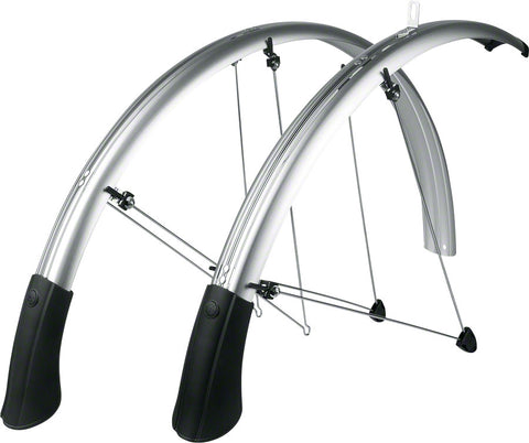 SKS P50 Chromoplastic Longboard Fender Set: Silver (700c 38-45) 29er