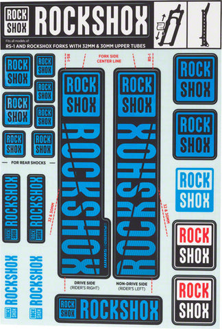 RockShox Decal Kit 30/32mm Blue