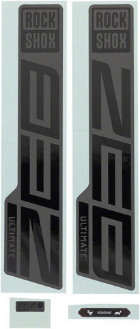 RockShox, ZEB Ultimate Decal Kit, Gloss Black for Matte Grey Lowers
