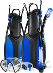 TYR Voyager Men's Mask and Snorkel Fin Set Blue/Black
