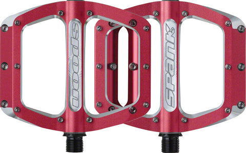 Spank, Spoon 100, Platform Pedals, Alloy body, Steel axle, 100mm x 105mm, Red