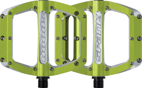 Spank, Spoon 100, Platform Pedals, Alloy body, Steel axle, 100mm x 105mm, Green